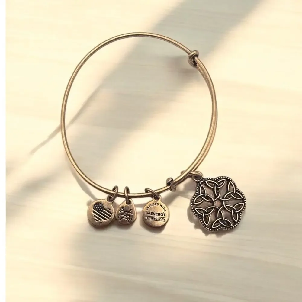 Alex & Ani Rafelian Gold Endless Love Knot Bangle Bracelet